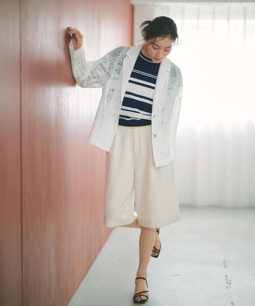 OPAQUE.CLIP（オペークドットクリップ）の「レーステーラードジャケット【洗濯機OK】（テーラードジャケット・レディース・ブラック/ホワイト・40/38/42）」の8枚目の写真