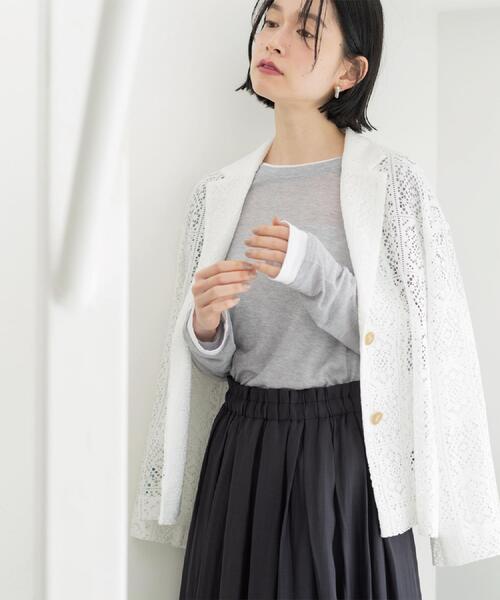 OPAQUE.CLIP（オペークドットクリップ）の「レーステーラードジャケット【洗濯機OK】（テーラードジャケット・レディース・ブラック/ホワイト・40/38/42）」の6枚目の写真