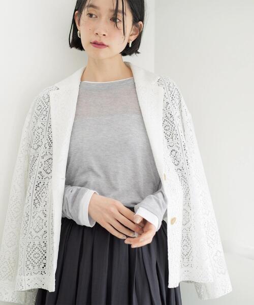 OPAQUE.CLIP（オペークドットクリップ）の「レーステーラードジャケット【洗濯機OK】（テーラードジャケット・レディース・ブラック/ホワイト・40/38/42）」の5枚目の写真