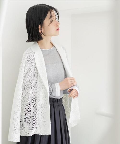 OPAQUE.CLIP（オペークドットクリップ）の「レーステーラードジャケット【洗濯機OK】（テーラードジャケット・レディース・ブラック/ホワイト・40/38/42）」の4枚目の写真