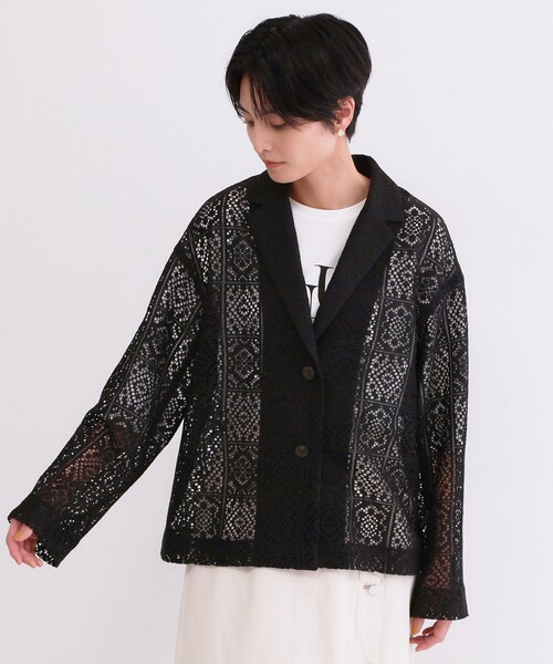 OPAQUE.CLIP（オペークドットクリップ）の「レーステーラードジャケット【洗濯機OK】（テーラードジャケット・レディース・ブラック/ホワイト・40/38/42）」の15枚目の写真