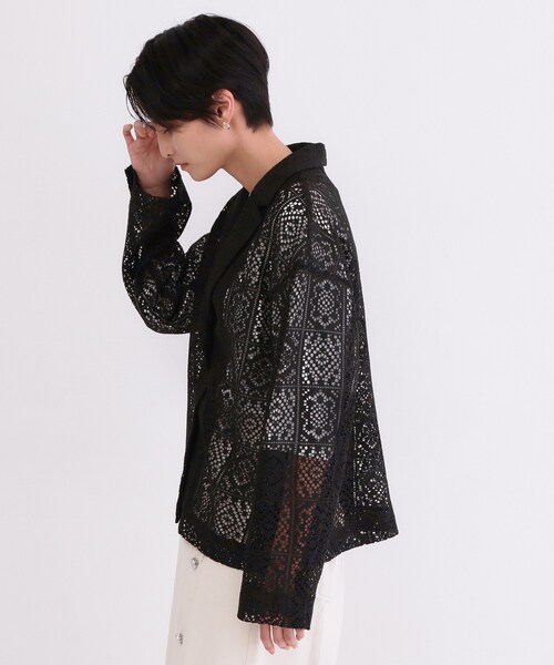 OPAQUE.CLIP（オペークドットクリップ）の「レーステーラードジャケット【洗濯機OK】（テーラードジャケット・レディース・ブラック/ホワイト・40/38/42）」の14枚目の写真