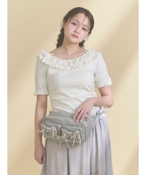 merry jenny（メリージェニー）の「リボンマルチウェイバッグ（ボディバッグ/ウエストポーチ・レディース・ミント/ブラック・FREE）」の2枚目の写真