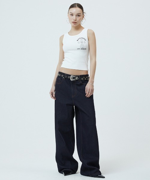 MAHAGRID(マハグリッド)の「『mahagrid/マハグリッド』CROSS STUD TANK TOP/クロス スタッズ タンクトップ(タンクトップ・レディース・ホワイト/ブラック・FREE)」の4枚目の写真