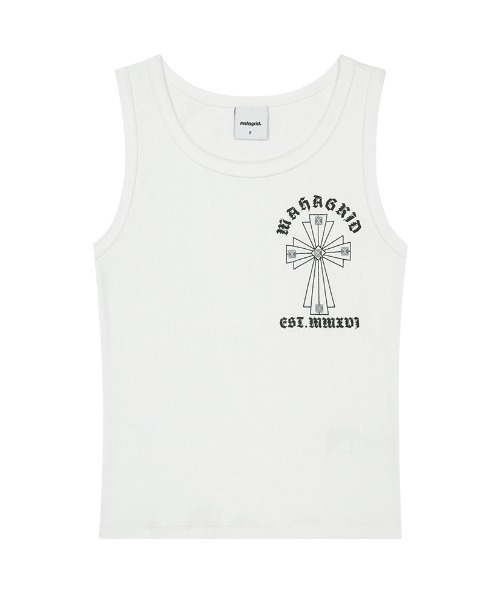 MAHAGRID(マハグリッド)の「『mahagrid/マハグリッド』CROSS STUD TANK TOP/クロス スタッズ タンクトップ(タンクトップ・レディース・ホワイト/ブラック・FREE)」の7枚目の写真