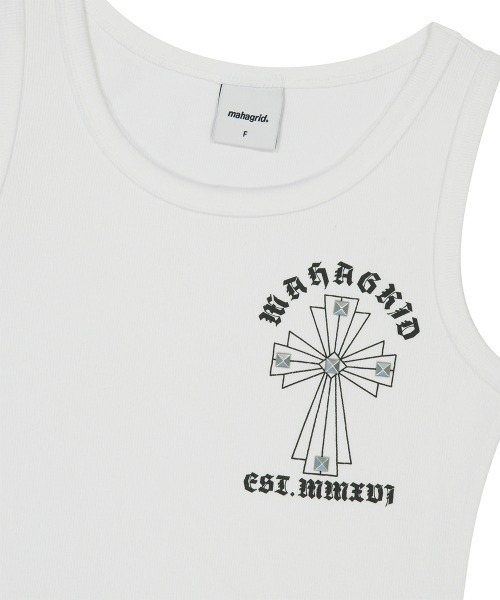 MAHAGRID(マハグリッド)の「『mahagrid/マハグリッド』CROSS STUD TANK TOP/クロス スタッズ タンクトップ(タンクトップ・レディース・ホワイト/ブラック・FREE)」の9枚目の写真