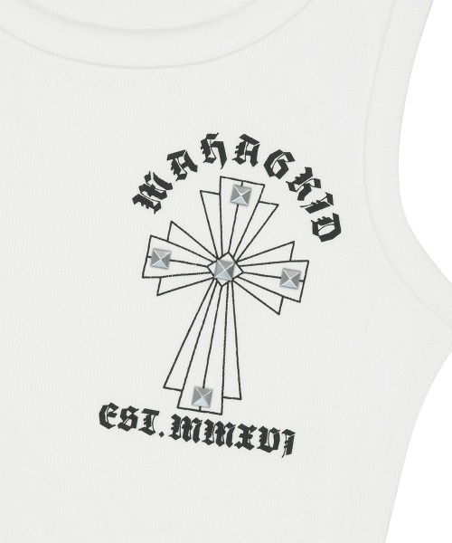 MAHAGRID(マハグリッド)の「『mahagrid/マハグリッド』CROSS STUD TANK TOP/クロス スタッズ タンクトップ(タンクトップ・レディース・ホワイト/ブラック・FREE)」の10枚目の写真