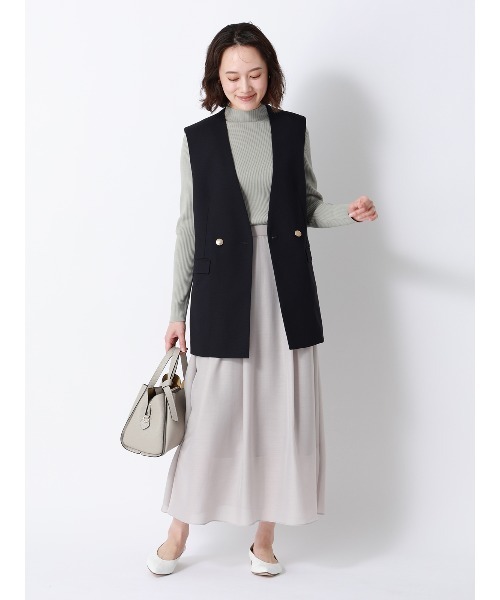 SUIT SQUARE（スーツスクエア）の「CHANTOWA／シアーフレアスカート／ハンドウォッシュ／シアースパンローン／無地（スカート・レディース・ベージュ/ピンク/ブラック・40/38/36）」の17枚目の写真