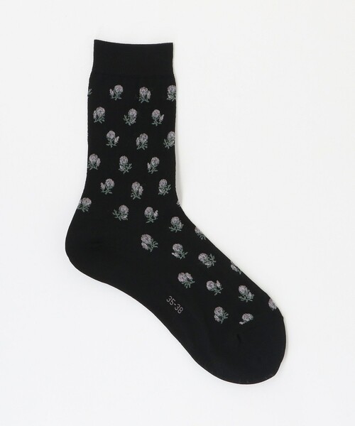 FALKE（ファルケ）の「＜FALKE＞FLOWERS ソックス（ソックス/靴下・レディース・ホワイト/ブラック・35/38）」の2枚目の写真