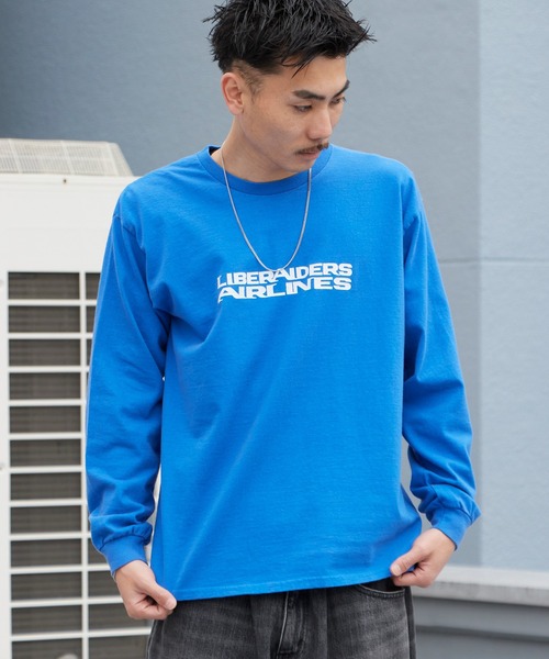 Liberaiders(リベレイダース)の「Liberaiders/リベレイダース AIRLINE L/S TEE 袖プリント ロンT 2026年春夏(Tシャツ/カットソー・メンズ・ホワイト/ブルー・M/L/XL)」の16枚目の写真