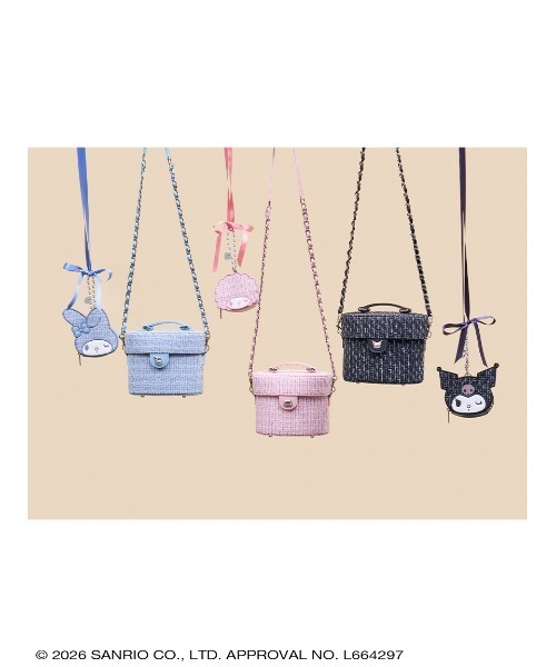 sanrio house（サンリオハウス）の「ツイードバニティショルダーバッグ（ショルダーバッグ・レディース・ライトブルー/ブラック/ピンク・F）」の5枚目の写真