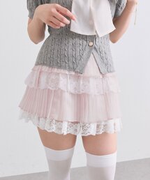 OLIVE des OLIVE | プリーツレースティアードミニスカート(スカート)