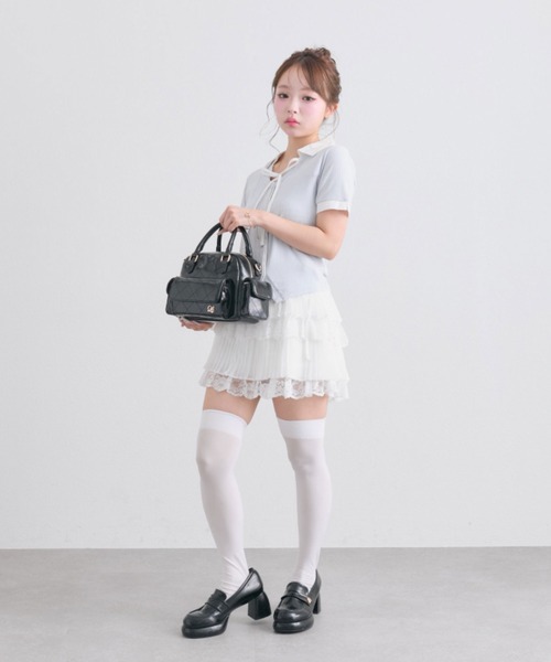 OLIVE des OLIVE(オリーブデオリーブ)の「プリーツレースティアードミニスカート(スカート・レディース・オフホワイト/ブラック/ピンク・FREE)」の19枚目の写真