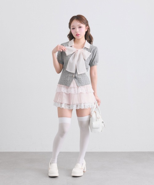OLIVE des OLIVE(オリーブデオリーブ)の「プリーツレースティアードミニスカート(スカート・レディース・オフホワイト/ブラック/ピンク・FREE)」の13枚目の写真