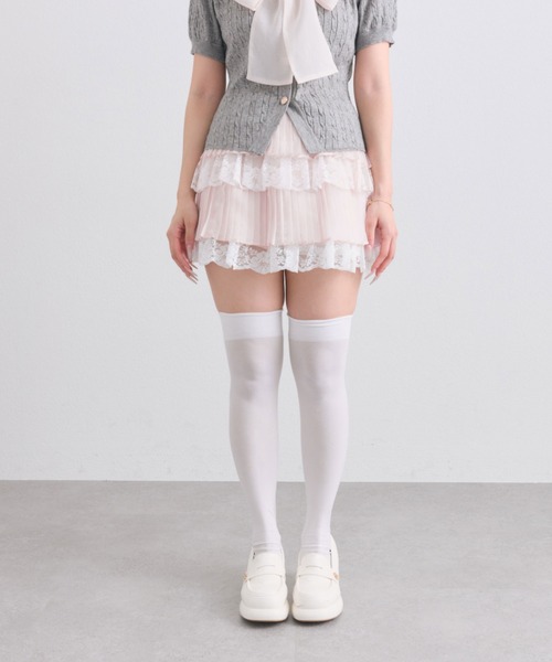 OLIVE des OLIVE(オリーブデオリーブ)の「プリーツレースティアードミニスカート(スカート・レディース・オフホワイト/ブラック/ピンク・FREE)」の12枚目の写真