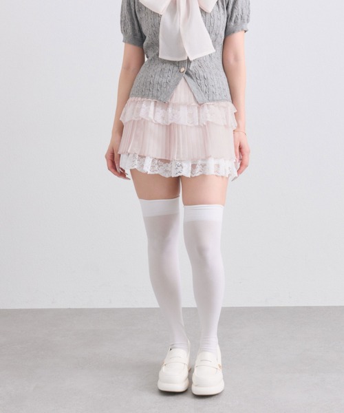 OLIVE des OLIVE(オリーブデオリーブ)の「プリーツレースティアードミニスカート(スカート・レディース・オフホワイト/ブラック/ピンク・FREE)」の11枚目の写真