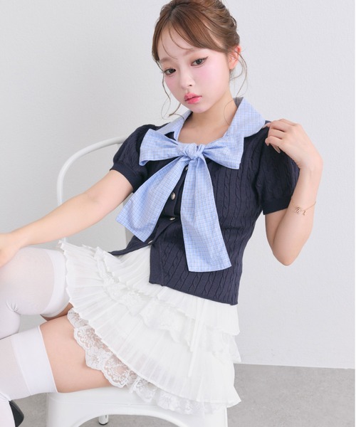 OLIVE des OLIVE(オリーブデオリーブ)の「プリーツレースティアードミニスカート(スカート・レディース・オフホワイト/ブラック/ピンク・FREE)」の20枚目の写真