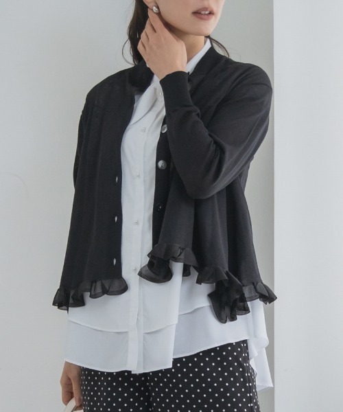 Sono（ソーノ）の「【SONO/ソーノ】[HIGH TWIST PL/LI]ムショワールカーディガン（ニット/セーター・レディース・ホワイト×ブラック/ブラック/ホワイト・F）」の11枚目の写真