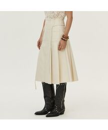 KUME（クメ）の「Front Pocket Pleated Cotton Skirt, Ecru（スカート）」