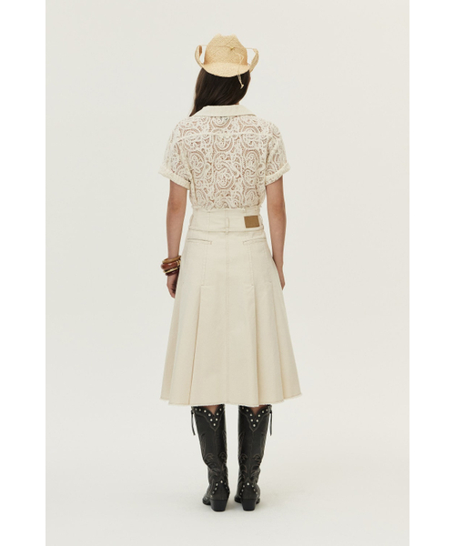 KUME(クメ)の「Front Pocket Pleated Cotton Skirt, Ecru(スカート・レディース・その他・SMALL/MEDIUM/LARGE)」の5枚目の写真