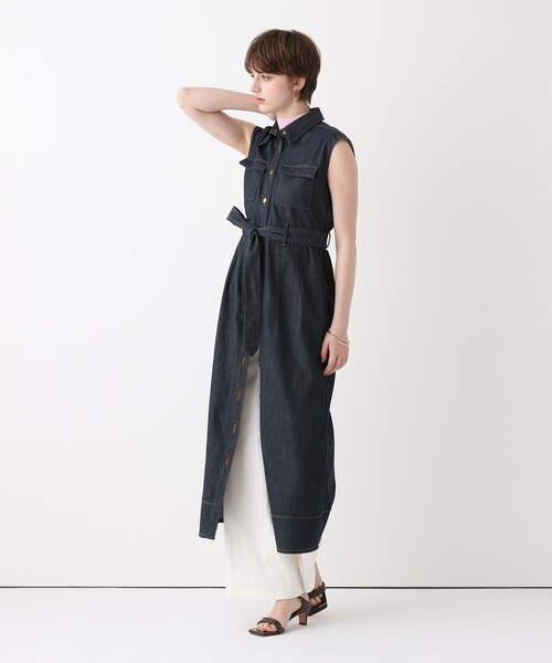 allureville（アルアバイル）の「シャンブレーデニムライクワンピース（シャツワンピース・レディース・ネイビー・2/1）」の14枚目の写真
