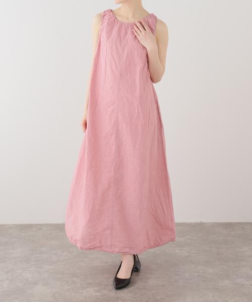 La TOTALITE（ラトータリテ）の「【洗える】Munich/ミューニック 麻混ノースリワンピース（ワンピース・レディース・ベージュ/ピンク・FREE）」の2枚目の写真