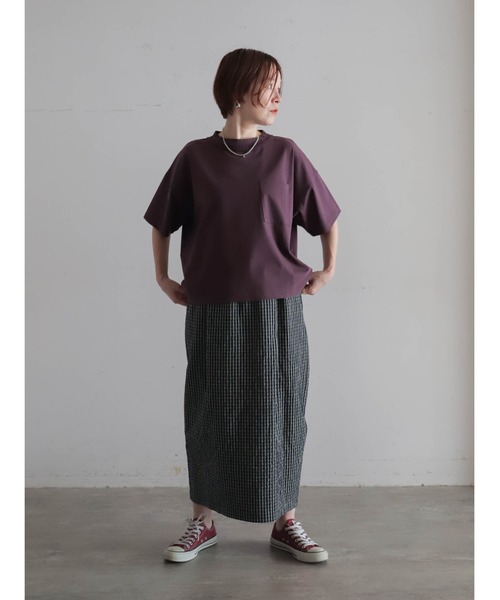 FIL DE FER(フィルデフェール)の「【予約】かぎ針ネック綿ポリ ワイドP/O(Tシャツ/カットソー・レディース・ホワイト/パープル・FREE)」の13枚目の写真