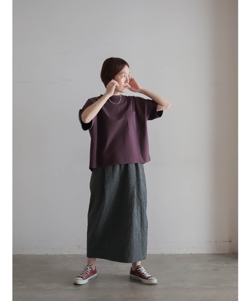 FIL DE FER(フィルデフェール)の「【予約】かぎ針ネック綿ポリ ワイドP/O(Tシャツ/カットソー・レディース・ホワイト/パープル・FREE)」の15枚目の写真