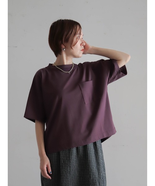 FIL DE FER(フィルデフェール)の「【予約】かぎ針ネック綿ポリ ワイドP/O(Tシャツ/カットソー・レディース・ホワイト/パープル・FREE)」の12枚目の写真