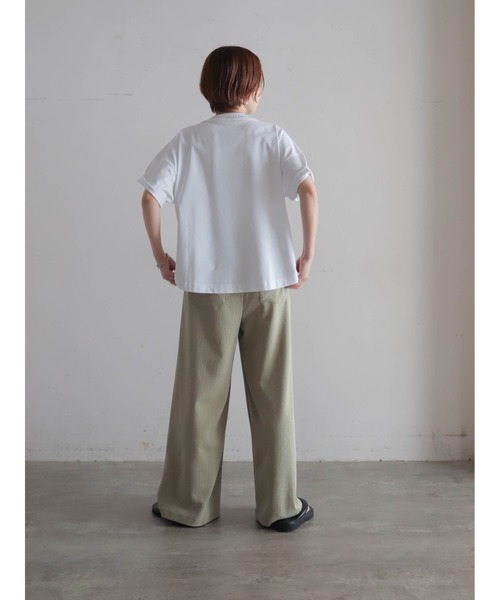 FIL DE FER(フィルデフェール)の「【予約】かぎ針ネック綿ポリ ワイドP/O(Tシャツ/カットソー・レディース・ホワイト/パープル・FREE)」の8枚目の写真