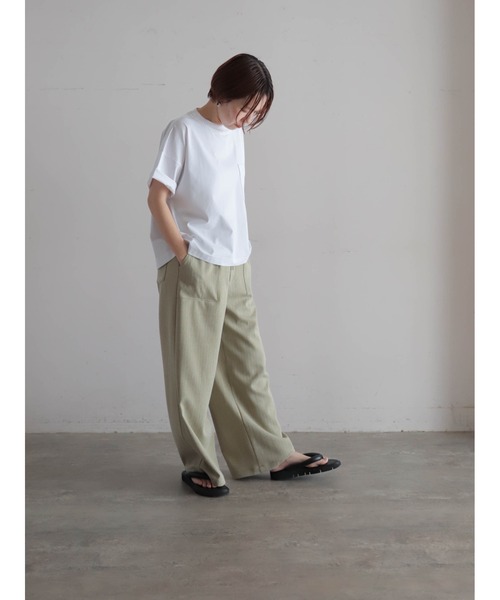 FIL DE FER(フィルデフェール)の「【予約】かぎ針ネック綿ポリ ワイドP/O(Tシャツ/カットソー・レディース・ホワイト/パープル・FREE)」の9枚目の写真