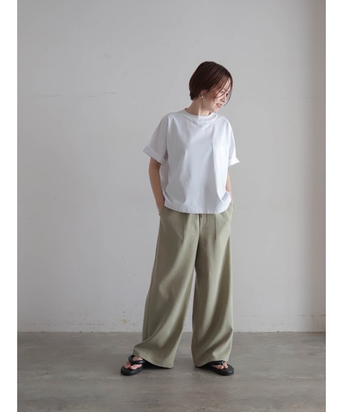 FIL DE FER(フィルデフェール)の「【予約】かぎ針ネック綿ポリ ワイドP/O(Tシャツ/カットソー・レディース・ホワイト/パープル・FREE)」の6枚目の写真