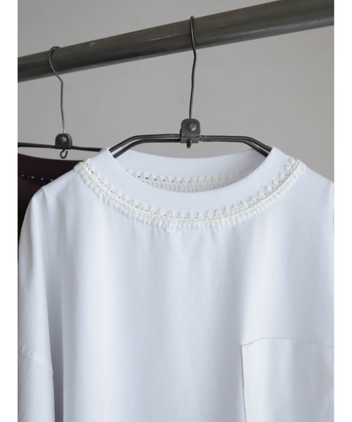 FIL DE FER(フィルデフェール)の「【予約】かぎ針ネック綿ポリ ワイドP/O(Tシャツ/カットソー・レディース・ホワイト/パープル・FREE)」の21枚目の写真