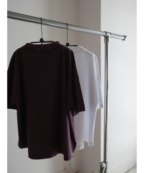 FIL DE FER(フィルデフェール)の「【予約】かぎ針ネック綿ポリ ワイドP/O(Tシャツ/カットソー・レディース・ホワイト/パープル・FREE)」の22枚目の写真
