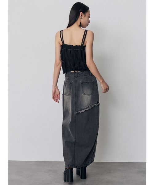 MURUA(ムルーア)の「バイカラーギャザーキャミソール(キャミソール・レディース・ブラウン/ホワイト/ブラック・FREE)」の10枚目の写真