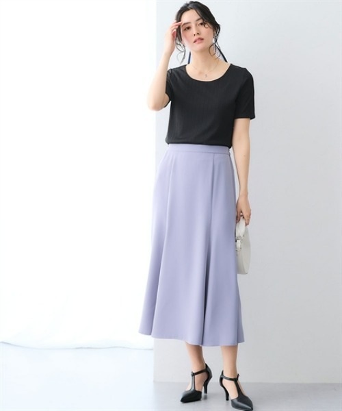7days Life Styling(セブンデイズライフスタイリング)の「【選べる首元デザイン】透け対策 ランダムリブダブルフロント半袖トップス(Tシャツ/カットソー・レディース・ホワイト系2/ホワイト系1/ブラック系1/ブラック系2・LL/L/3L/M)」の17枚目の写真