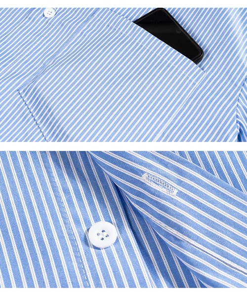 JOHNNY WOLF(ジョニーウルフ)の「ENVY クロップド ルーズ ボックス ベーシック シャツ / ショート丈(シャツ/ブラウス・メンズ・ブルー/ブラック/ホワイト・L/M/XL)」の4枚目の写真