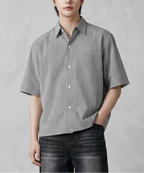 JOHNNY WOLF(ジョニーウルフ)の「ENVY クロップド ルーズ ボックス ベーシック シャツ / ショート丈(シャツ/ブラウス・メンズ・ブルー/ブラック/ホワイト・L/M/XL)」の16枚目の写真