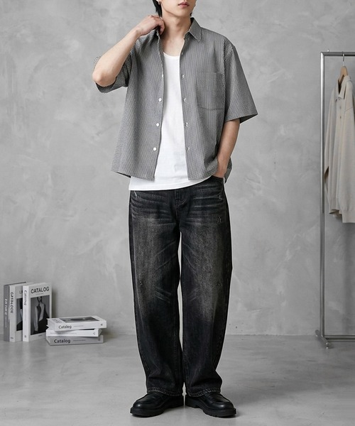 JOHNNY WOLF(ジョニーウルフ)の「ENVY クロップド ルーズ ボックス ベーシック シャツ / ショート丈(シャツ/ブラウス・メンズ・ブルー/ブラック/ホワイト・L/M/XL)」の17枚目の写真