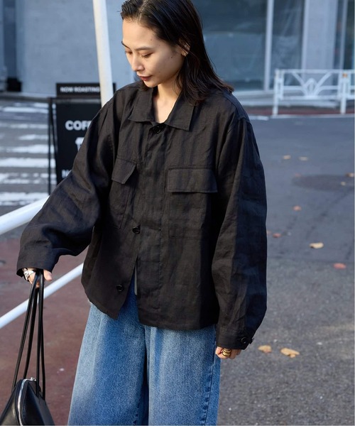 JOURNAL STANDARD(ジャーナルスタンダード)の「《追加2》リネンミリタリージャケット(ミリタリージャケット・レディース・ブラウン/ブラック/カーキ・FREE)」の12枚目の写真