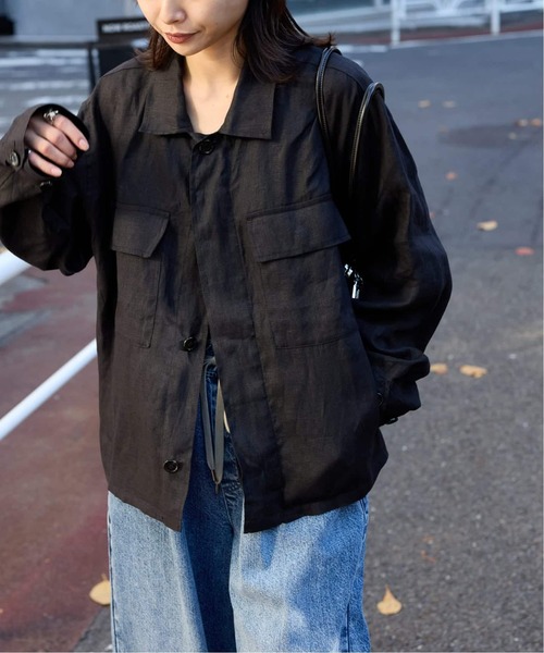 JOURNAL STANDARD(ジャーナルスタンダード)の「《追加2》リネンミリタリージャケット(ミリタリージャケット・レディース・ブラウン/ブラック/カーキ・FREE)」の13枚目の写真