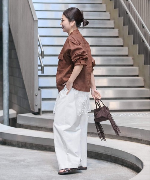 JOURNAL STANDARD(ジャーナルスタンダード)の「《追加2》リネンミリタリージャケット(ミリタリージャケット・レディース・ブラウン/ブラック/カーキ・FREE)」の15枚目の写真