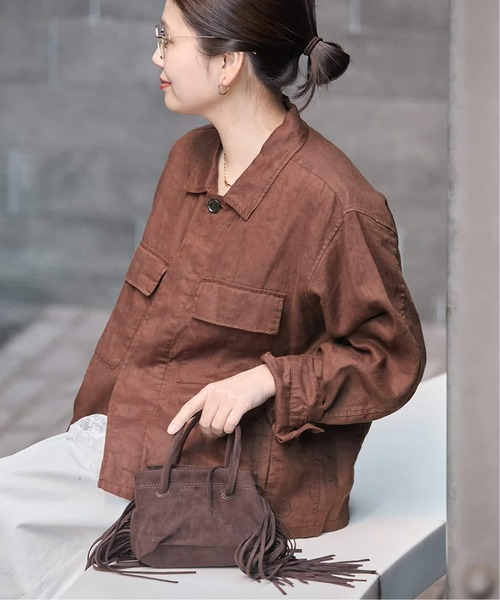 JOURNAL STANDARD(ジャーナルスタンダード)の「《追加2》リネンミリタリージャケット(ミリタリージャケット・レディース・ブラウン/ブラック/カーキ・FREE)」の17枚目の写真