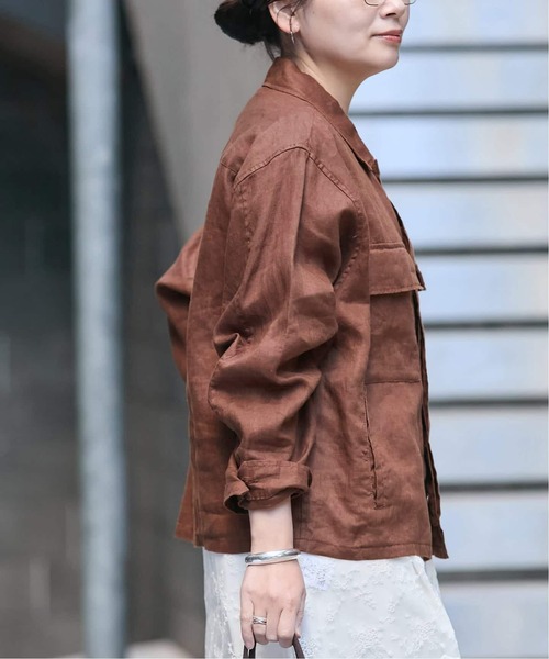 JOURNAL STANDARD(ジャーナルスタンダード)の「《追加2》リネンミリタリージャケット(ミリタリージャケット・レディース・ブラウン/ブラック/カーキ・FREE)」の19枚目の写真