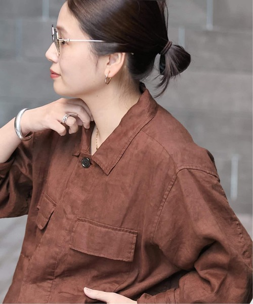 JOURNAL STANDARD(ジャーナルスタンダード)の「《追加2》リネンミリタリージャケット(ミリタリージャケット・レディース・ブラウン/ブラック/カーキ・FREE)」の20枚目の写真