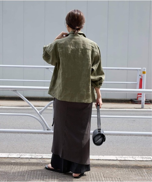 JOURNAL STANDARD(ジャーナルスタンダード)の「《追加2》リネンミリタリージャケット(ミリタリージャケット・レディース・ブラウン/ブラック/カーキ・FREE)」の22枚目の写真