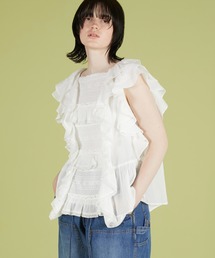 crinkle crinkle crinkle（クリンクルクリンクルクリンクル）の「【crinkle crinkle crinkle】 frill  lace nosleeve  blouse フリルレースノースリーブブラウス（シャツ/ブラウス）」