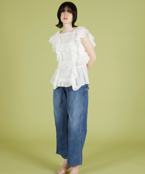 crinkle crinkle crinkle(クリンクルクリンクルクリンクル)の「【crinkle crinkle crinkle】 frill lace nosleeve blouse/フリルレースノースリーブブラウス(シャツ/ブラウス・レディース・ホワイト/グレー・FREE)」の8枚目の写真