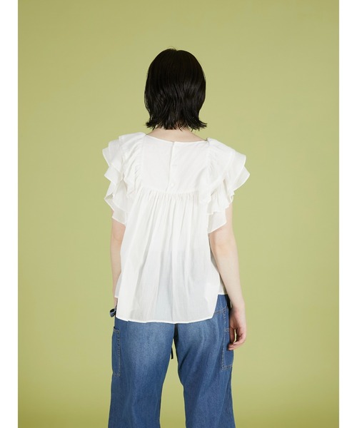 crinkle crinkle crinkle(クリンクルクリンクルクリンクル)の「【crinkle crinkle crinkle】 frill lace nosleeve blouse/フリルレースノースリーブブラウス(シャツ/ブラウス・レディース・ホワイト/グレー・FREE)」の6枚目の写真