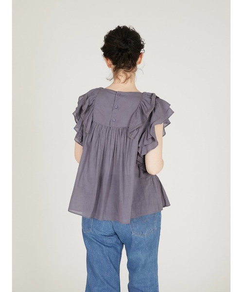 crinkle crinkle crinkle(クリンクルクリンクルクリンクル)の「【crinkle crinkle crinkle】 frill lace nosleeve blouse/フリルレースノースリーブブラウス(シャツ/ブラウス・レディース・ホワイト/グレー・FREE)」の3枚目の写真